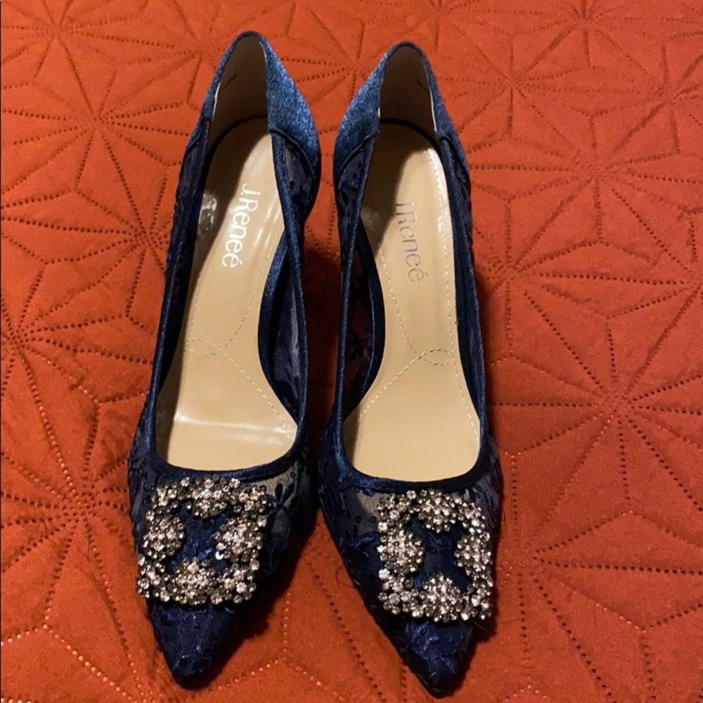J. Renee navy rhinestone heels sz 9